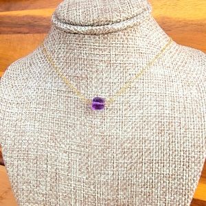 AMETHYST  Necklace Minimalist Crystal Gemstone February Birthstone